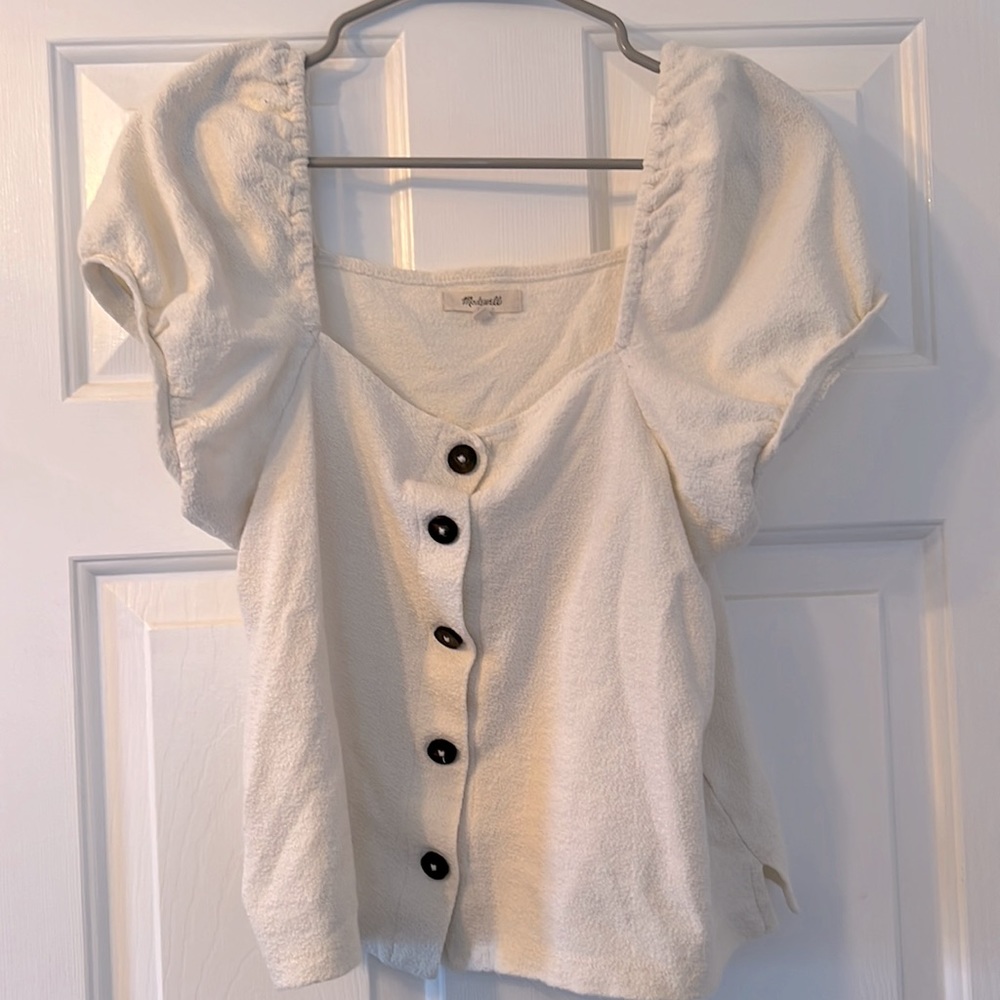 Madewell white button top